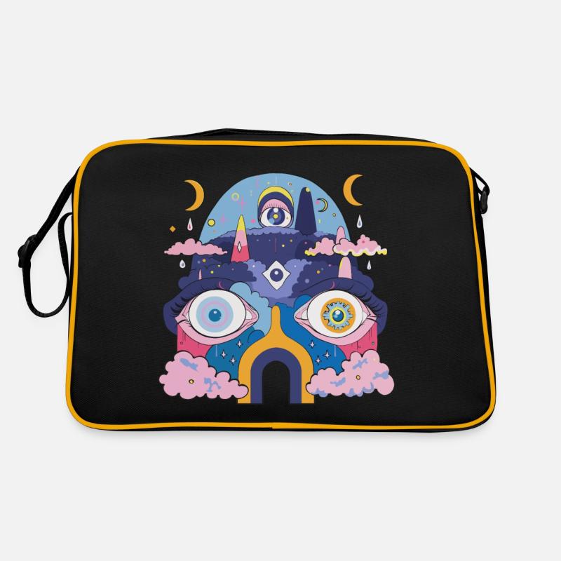 Psychedelischer Roboter Retro Tasche
