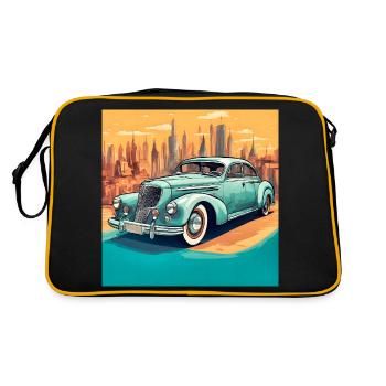 Vintage Shabby Chic Cabrio Auto - Retro Tasche - Schwarz/Gold - Hinten