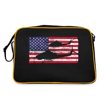 usa helicopter flag Design - Retro Tasche - Schwarz/Gold - Hinten