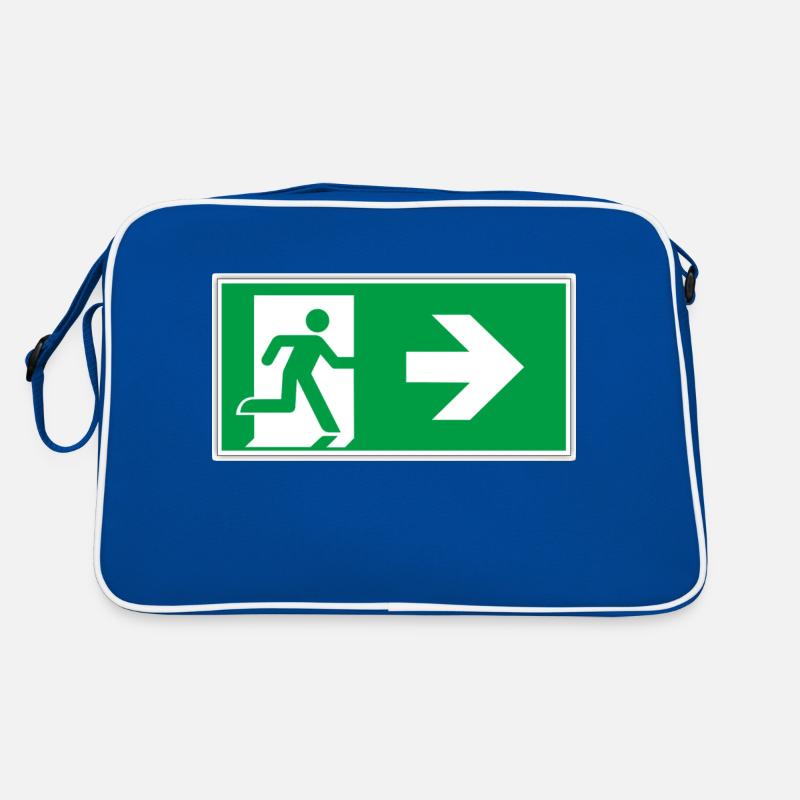 escape route sticker sign emergency exit right go Retro Bag