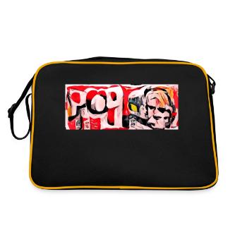 Pop Art 80´s Art Design - Farbenfroh - Retro Tasche - Schwarz/Gold - Hinten