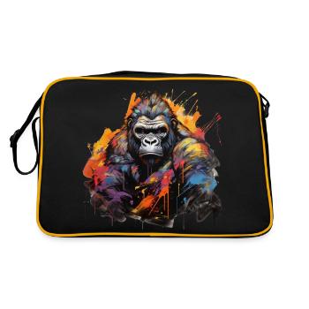 Gorille stoïque. La sagesse de la rue. - Sac Retro - noir/or - Dos