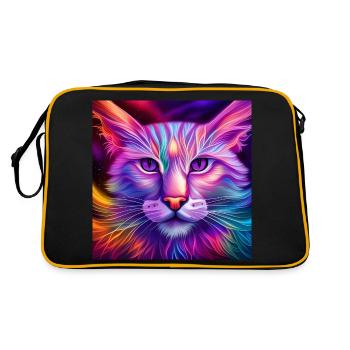 Katze in Neonfarben - Retro Tasche - Schwarz/Gold - Hinten