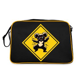 Dancing koala - sunglasses on traffic sign - Retro Bag - black/gold - Back