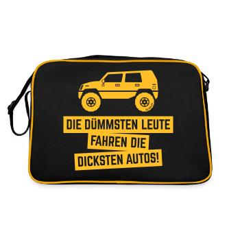Die Dümmsten Leute Fahren Die Dicksten Autos! (W) - Retro Tasche - Schwarz/Gold - Hinten