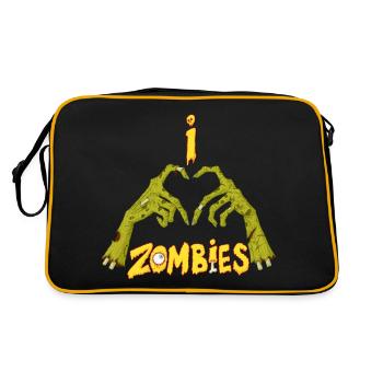 Ich liebe Zombies - Retro Tasche - Schwarz/Gold - Hinten