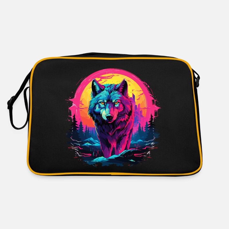 Wolf Wolf Head Wolves Wolf Pack Nature Neon Colorful Retro Bag