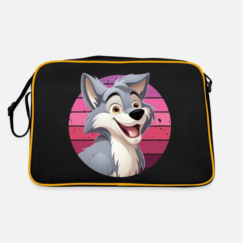 Wolf Laughs Cartoon Comic Wolf Head Wolves Cute Retro Bag