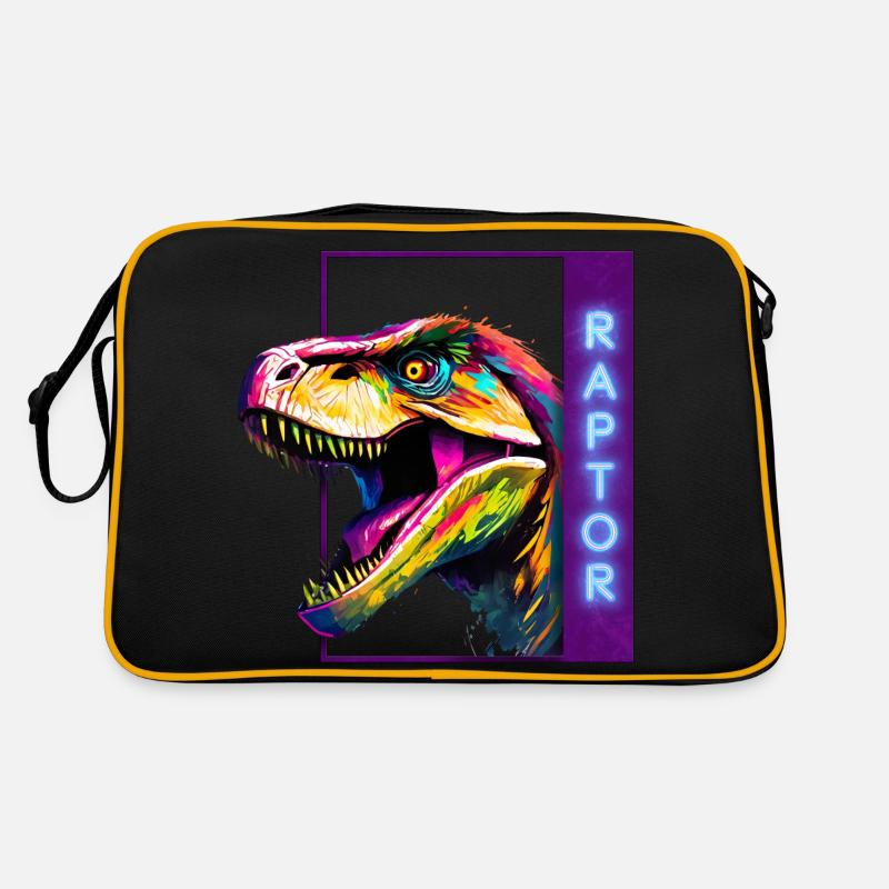 Neon Raptor - Multicolored Velociraptor Artwork Retro Bag