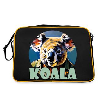 Koala / Tierwelt / Eukalyptus / Baumbewohner / Zoo - Retro Tasche - Schwarz/Gold - Hinten