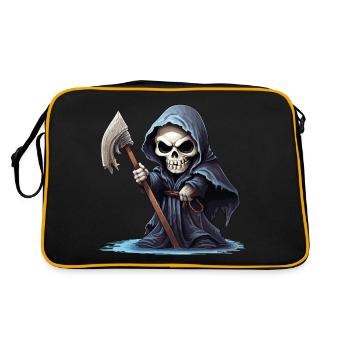 Faucheuse, Faux, Mort, Crâne, Crâne, Squelette - Sac Retro - noir/or - Dos