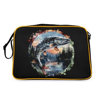 Jumping Fish – Angler Motif – Dynamic Catch - Retro Bag - black/gold - Back