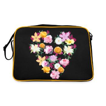 Fleur Coeur, Fleurs, Floral, Fleur, Rouge - Sac Retro - noir/or - Dos