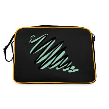 Schwarze und Türkise Wellen - Retro Tasche - Schwarz/Gold - Hinten