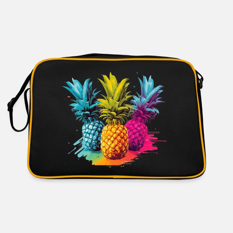 Bunte Ananas Farbkleckse Farbspritzer Retro Tasche