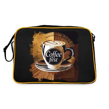 Coffee First Morning Cafe Liebhaber - Retro Tasche - Schwarz/Gold - Hinten