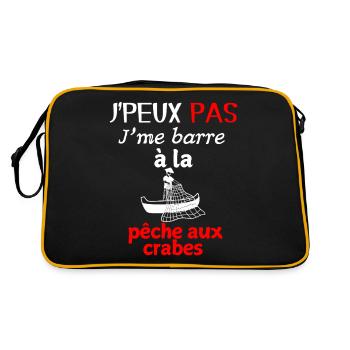 Marine Humour – I go crab fishing - Retro Bag - black/gold - Back