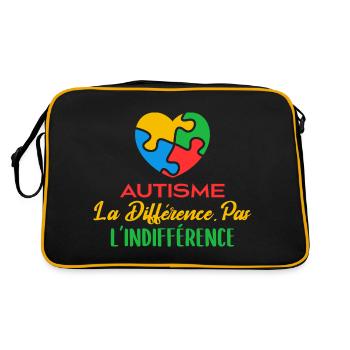 Avril Bleu Autisme Différence Pas Indifférence - Sac Retro - noir/or - Dos