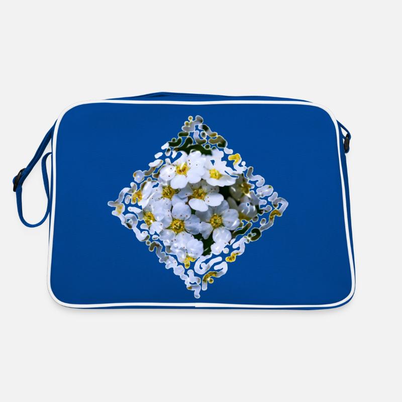 Weiße Blüten Retro Tasche