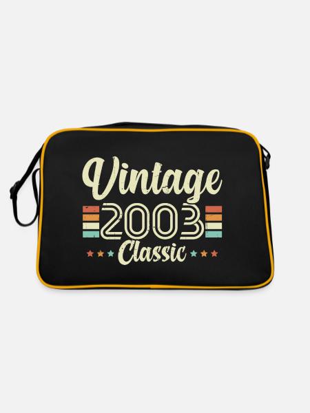 Jahrgang 2003 Classic, Geburtstagsgeschenk 20 Jahre - Retro Tasche - Schwarz/Gold - Hinten
