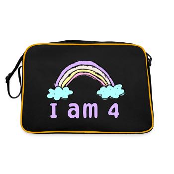 Gift 4 years Birthday I am 4 years old - Retro Bag - black/gold - Back