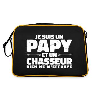 Je Suis Papy Et Un Chasseur Rien Ne M'effraye - Sac Retro - noir/or - Dos
