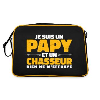 Je Suis Papy Et Un Chasseur Rien Ne M'effraye - Sac Retro - noir/or - Dos