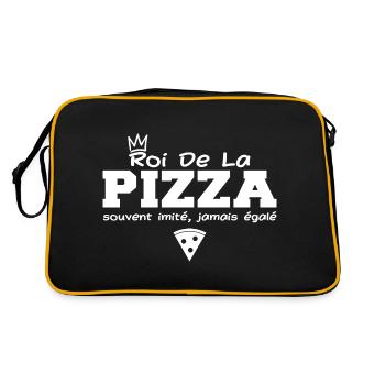 Roi de la pizza | cadeau drôle pizzaiolo - Sac Retro - noir/or - Dos