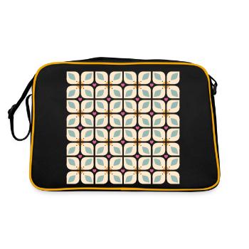 Vogel Mosaik Kachel Tier Design Motiv - Retro Tasche - Schwarz/Gold - Hinten