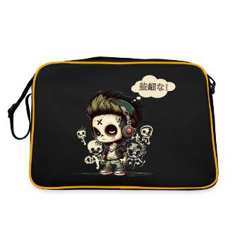 Anime Chibi Urban Graffiti | Unimportant! - Retro Bag - black/gold - Back