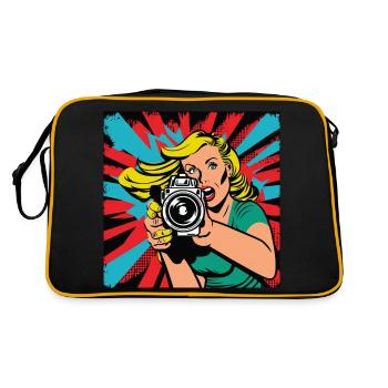 Pop-Art-Fotografin - Retro Tasche - Schwarz/Gold - Hinten