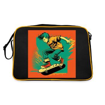 Garçon patineur - Sac Retro - noir/or - Dos