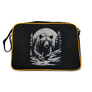 Bear Scandinavia Brown Bear Moon Forest Nature Sweden - Retro Bag - black/gold - Back
