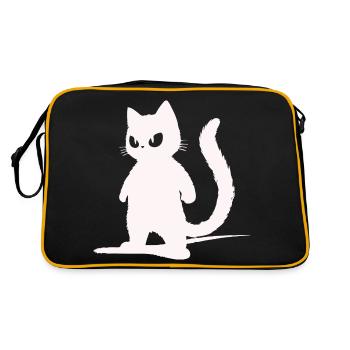 Cool White Cat Silhouettes Design - Retro Bag - black/gold - Back