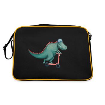 T-Rex fährt E-scooter - Retro Tasche - Schwarz/Gold - Hinten