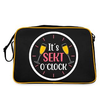 It s Sekt o clock - Retro Tasche - Schwarz/Gold - Hinten