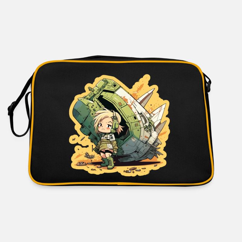 Süßes Mädchen, Pilot und Raumschiff Retro Tasche