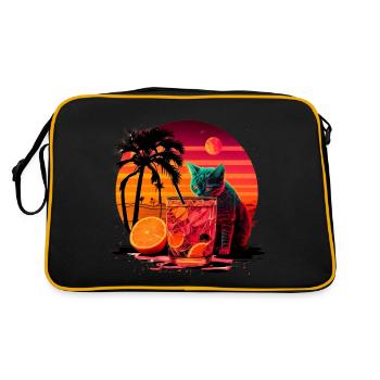 Funny cat drinks cocktail Cat lover - Retro Bag - black/gold - Back