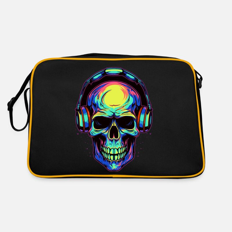 Crâne abstrait coloré avec casque Sac Retro