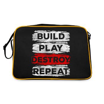 Bausteine Kinder Welt - Retro Tasche - Schwarz/Gold - Hinten
