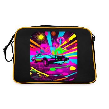 80er Vintage Oldtimer - Retro Tasche - Schwarz/Gold - Hinten