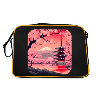Asie Cherry Blossom Temple Vacances - Sac Retro - noir/or - Dos