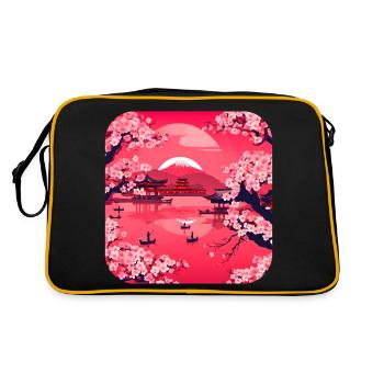 Asien Weltreise Tempel Relax - Retro Tasche - Schwarz/Gold - Hinten