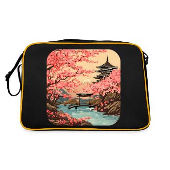 Visite du monde des cerisiers en fleurs du temple de Tokyo - Sac Retro - noir/or - Dos