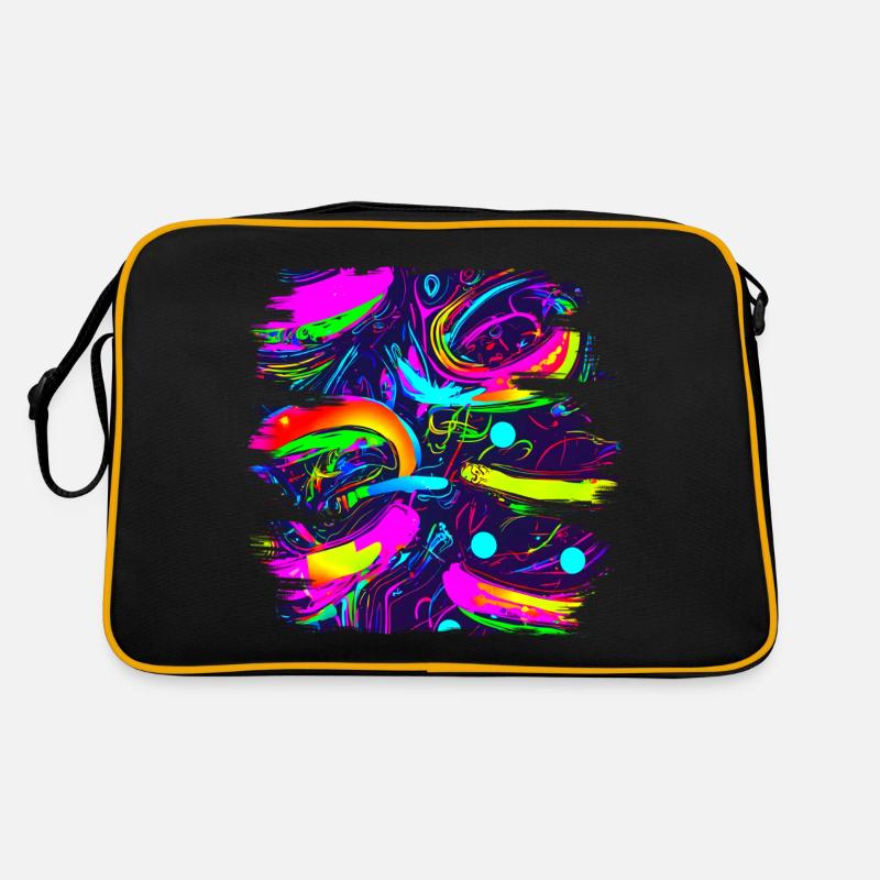 Neon Abstract Style Trend UV - Retro Bag - black/gold