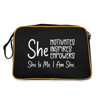 She Motivates Inspires Empowers, She is me. I am - Retro Bag - black/gold - Back