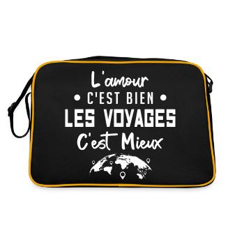 l'amour c'est bien les voyages c'est mieux - Sac Retro - noir/or - Dos