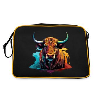 Bunter Büffel Wasserbüffel - Retro Tasche - Schwarz/Gold - Hinten