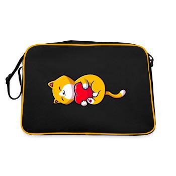 le chat souriant étreint le coeur de l'amour - Sac Retro - noir/or - Dos