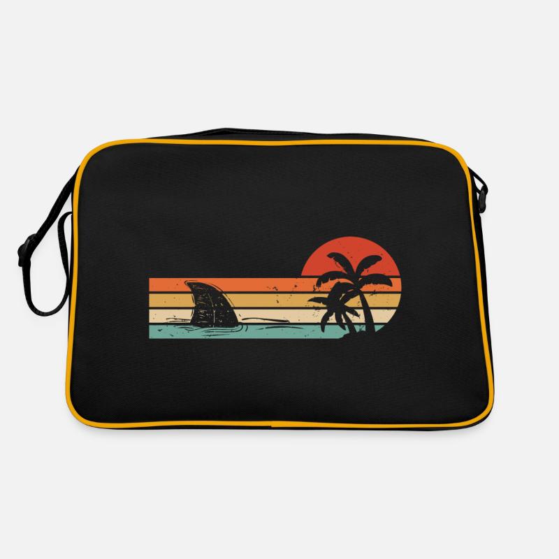 Requin requin - Shark - Sac Retro - noir/or